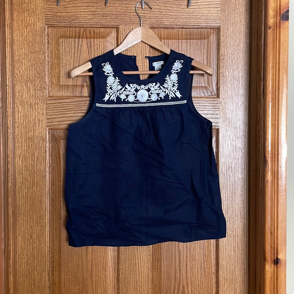 J.Crew factory embroidered linen tank